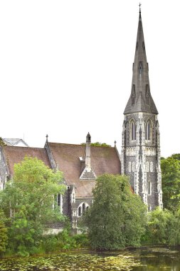 St. Albans Church in Copenhagen. Landscape with an Anglican church. clipart