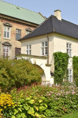 Güneşli bir günde güzel Danimarka mimarisi.