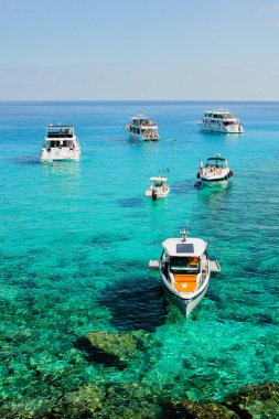 Ayia Napa, Kıbrıs. 16 Kasım 2024. Kıbrıs Rum Kesimi Ayia Napa 'da Akdeniz' de beyaz lüks tekneler.