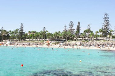 Ayia Napa, Kıbrıs. 23 Ocak 2025. Nissi Sahili Yazın manzarası.
