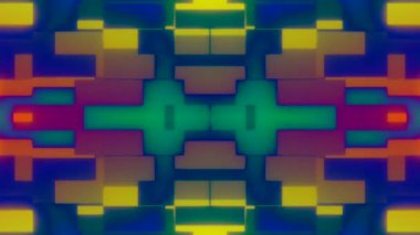 Hareketli siber punk modasının ışıltılı arka planı. Psikedelik soyut bloklar, farklı renkler. neon ışığı. 