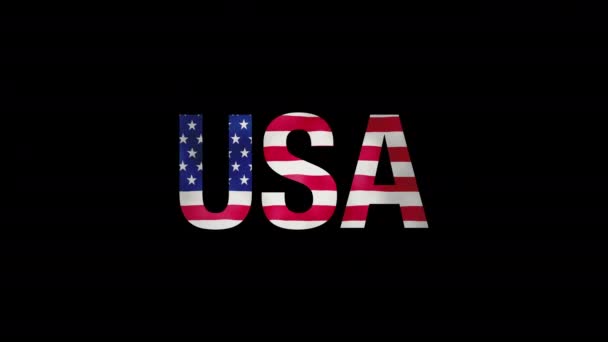 Usa Word Usa Flag Texture Black Background Patriotic Concept Prores — Stock Video