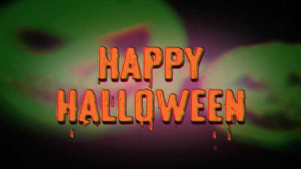 Szczęśliwego Halloween Pomarańczowy Tekst Kreskówki Zabawna Animacja Stopione Słowa Jack — Wideo stockowe
