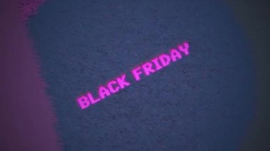 Black Friday Big Sale retro tarzı mesaj, 80 'ler tarzı, indirimli satış mesajı, neon flaması, fiyat düşüşü, indirim, yüksek fiyat, özel teklif konsepti. Soyut hareket grafiği. 