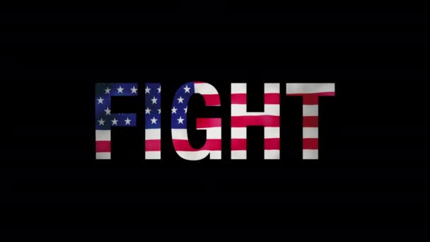 Mot Combat Avec Texture Drapeau Américain Sur Fond Noir Concept — Video