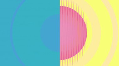 Soyut geometrik yaratıcı arkaplan, farklı şekiller ve renkler, modaya uygun hareket arkaplanı. Yüksek kaliteli canlandırma.