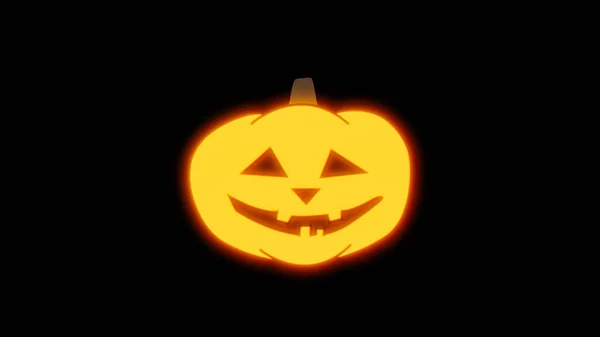 Glowing Jack Olantern Halloween Cara Miedo Sobre Fondo Negro Imagen — Foto de Stock