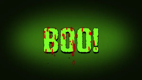 Palavra Boo Derretendo Animação Estilo Halloween Texto Sangrento Verde Fundo — Fotografia de Stock