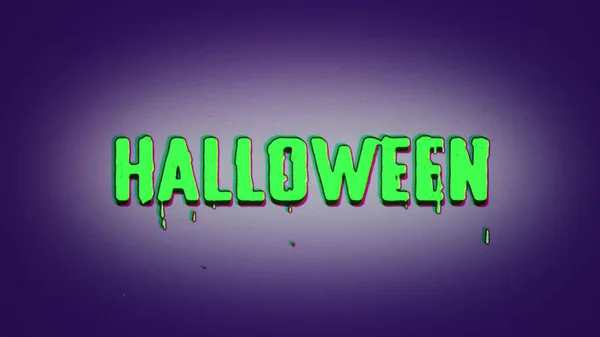 Comic Text Halloween Lustige Animation Grün Gefärbte Schmelzwörter Lila Hintergrund — Stockfoto