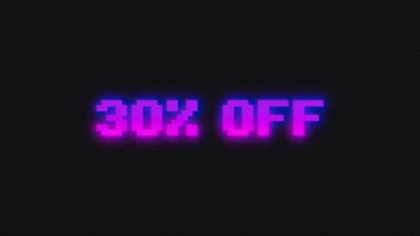 Percent Discount Sale Neon Glitch Banner Black Background Promotion Sale — Stock Photo, Image