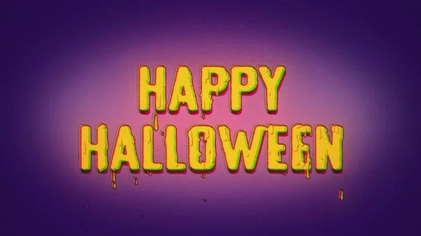 Szczęśliwego Halloween Stylu Kreskówki Tekst Zabawne Animacja Halloween Żółty Topniejące — Zdjęcie stockowe