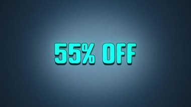 İndirim indirimi% 55, siyah arka planda neon arızası afişi. Promosyon indirimli ışıltılı mesaj. Soyut hareket grafiği. 