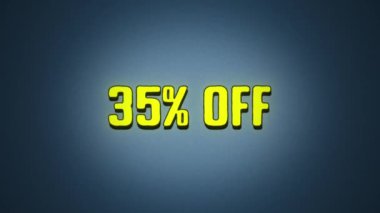 İndirim indirimi% 35, siyah arka planda neon arızası afişi. Promosyon indirimli ışıltılı mesaj. Soyut hareket grafiği. 