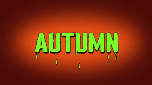 Autumn Estilo Cartoon Palavra Derretendo Animação Criativa Vintage Cores Assustadoras — Vídeo de Stock
