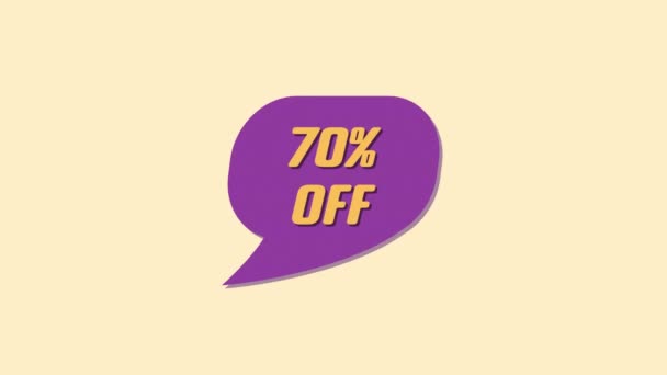 Discount Sale Cartoon Style Purple Speech Bubble Banner Beige Background — стоковое видео