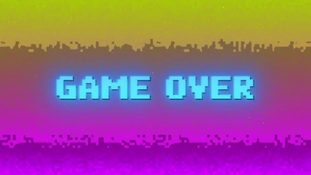 Παιχνίδι Πάνω Από Κινούμενο Κείμενο Ρετρό Νοσταλγική Ρετρό Gaming Βίντεο — Αρχείο Βίντεο