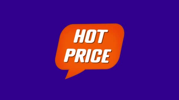 ホット価格メッセージバブルオレンジの色の割引販売 紫色の背景に2番目の漫画スタイルのバナー 概要モーショングラフィックス — ストック動画