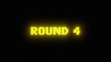 Round 4 mesaj neon sarı piksel metin retro vintage 8 bit oyunu siyah ekran üzerinde. Retro oyun, 80 'lerin ruh hali konsepti.