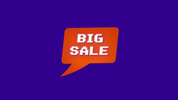 Big Sale 2番目の漫画スタイルのスピーチバブルバナーを背景に プロモーション販売割引メッセージ 概要モーショングラフィックス — ストック動画