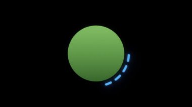 Minimalist soyut animasyon. Yeşil çember etrafında parlak bir çizgi, şeffaf bir arkaplan. Yüksek kaliteli görüntüler.
