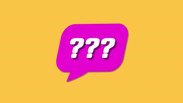 Question Mark Pink Speech Bubble Yellow Background Cartoon Style Animation — Stock Video