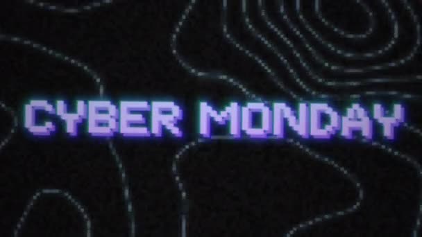 サイバー月曜日80年代レトロスタイルのピクセルメッセージ 割引販売メッセージ ネオングリッチバナー 価格低下 ホット価格 特別オファーコンセプト 概要モーショングラフィックス — ストック動画