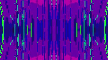 Karışık renkli psikedelik geometrik nostaljik ışıltılı arka plan. Videonuz için eski 80 'lerin bilgisayar efekti. 