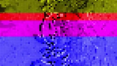 Siber punk psikedelik hatları 8bit 80lerin klasik dijital geometrik modayı piksel hale getirdi. Kötü TV efekti döngüsü kusursuz video. Yüksek kaliteli görüntüler.