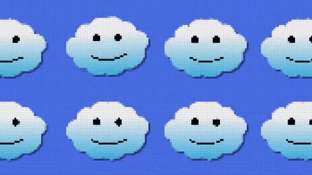 Стара Школа Біт Усміхнені Хмари Рухаються Веселковому Кольоровому Тлі Анімація — стокове відео