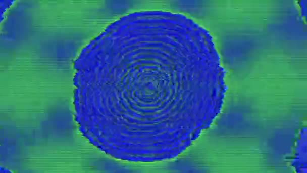 コンピュータ生成された円形状の干渉 悪いテレビ模倣活気のあるヴィンテージSfの背景 高画質映像 — ストック動画