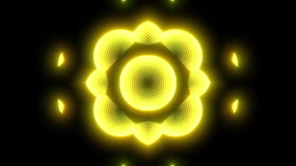 Sokszínű Évjárat Sárga Virág Futurisztikus Divat Háttér Kaleidoszkóp Legjobb Projekthez — Stock videók