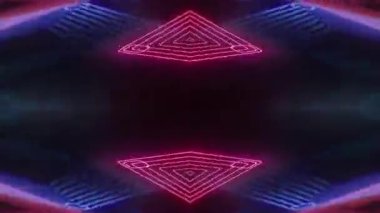 Soyut geometrik fütüristik neon teknolojisi siberpunk rüya gibi dijital parçacık yanardağı. Modern teknoloji, bilim konsepti. Döngüsüz canlandırma. 