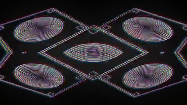 Absztrakt Geometrikus Futurisztikus Neon Technológia Cyberpunk Álmodozó Digitális Részecske Irizáló — Stock videók