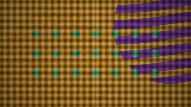 Basit geometrik kalıp döngüsü. Çemberler, kareler, çizgiler, ekran arkaplanı boyunca hareket eden soyut şekiller. Minimalist tasarım kavramı.