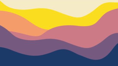 Soyut dalga çizgisi kavramsal arka plan, minimal retro şekiller renkli çizgiler. Modern pürüzsüz renkler duvar kağıdı.