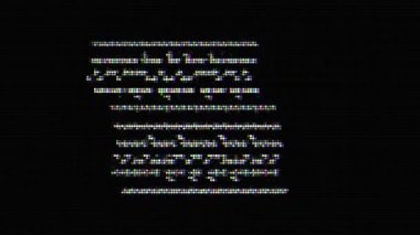 Sinyal hatası, analog TV pikseli, ses bozulması yok. Dijital parazit, soyut vhs sinyal taklidi. Kırık anten, obje etkisi.