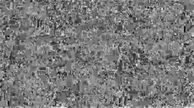 Siyah ve beyaz. Eski analog klasik TV paraziti sinyali yok. Rastgele yanıp sönen soyut gürültü. Gerçek Retro TV.