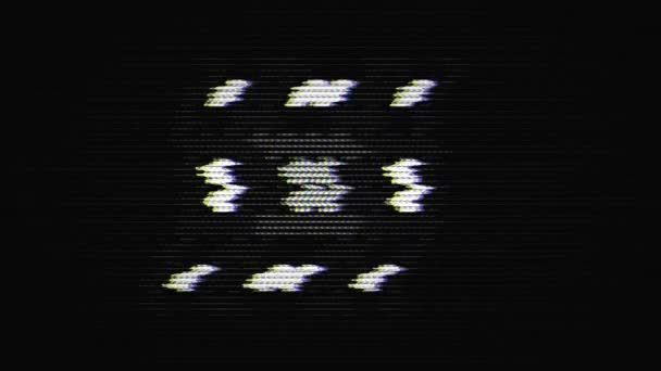 Monochrome信号グリッチアナログテレビピクセルノイズ歪みはありません デジタル干渉 抽象的な対信号模倣 壊れたアンテナ 人工物の効果 — ストック動画