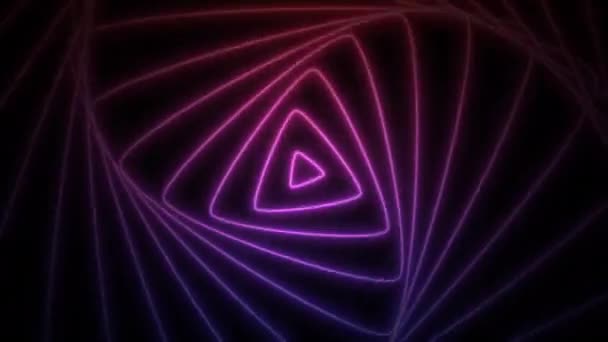 Neon Vortice Geometria Astratta Linea Tunnel Creativo Neon Sci Moda — Video Stock