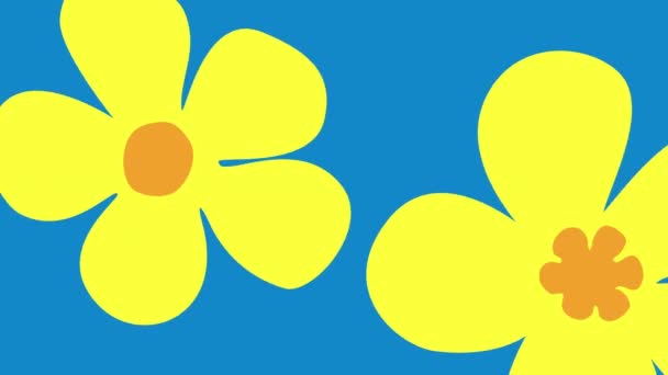 Μπλε Και Κίτρινο Floral Animation Φόντο Κινουμένων Σχεδίων Αφηρημένη Ανθίζοντας — Αρχείο Βίντεο