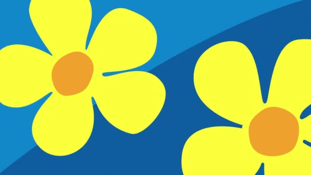 Florale Cartoon Hintergrundanimation Abstrakte Gelbe Blühende Blumen Die Durch Den — Stockvideo