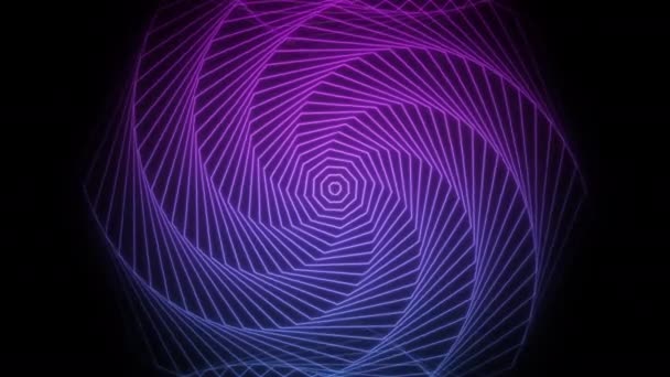 Абстрактная Геометрия Импульсной Цифровой Вселенной Современная Перспектива Неоновое Световое Искусство — стоковое видео