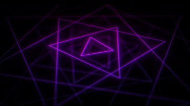 Soyut geometrik sanat, dinamik fütüristik arka plan, neon ışıklı şekilli modern tünel.