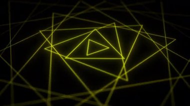 Soyut geometrik sanat, dinamik fütüristik arka plan, neon ışıklı şekilli modern tünel.