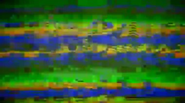 Geometrik ışıltı 3D fantezi modeli bozuk TV gürültüsü paraziti arka planda yanıp sönüyor. Gerçeküstü bir etki. Sonsuzluğa Yolculuk. 