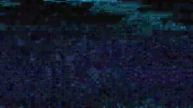 Geometrik ışıltı 3D fantezi modeli bozuk TV gürültüsü paraziti arka planda yanıp sönüyor. Gerçeküstü bir etki. Sonsuzluğa Yolculuk. 