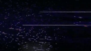 Geometrik ışıltı 3D fantezi modeli bozuk TV gürültüsü paraziti arka planda yanıp sönüyor. Gerçeküstü bir etki. Sonsuzluğa Yolculuk. 