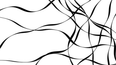 Siyah ve beyaz geometrik etki kavisli çizgi soyut şekil akışı dinamik element. Kaotik dalga hareket arkaplanı.