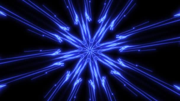 Neon Incandescente Ipnotico Ornamentale Forma Fiore Sci Moda Sfondo Olografico — Video Stock