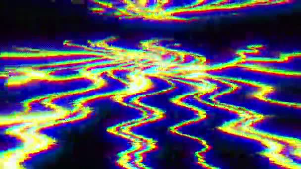 Kötü Optik Geometrik Efekti Eğri Çizgi Soyut Şekil Neon Parlaklık — Stok video